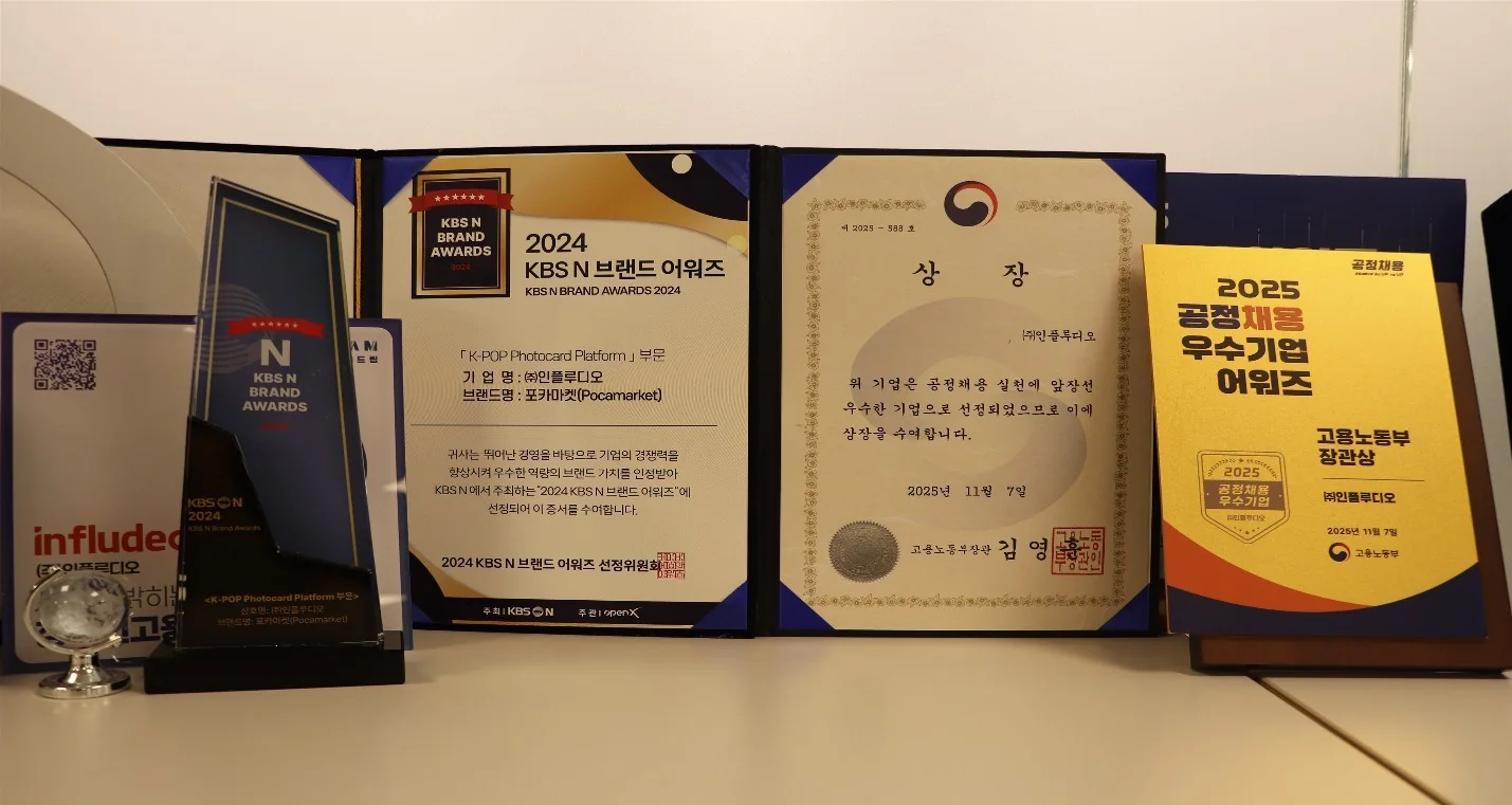 인플루디오의 브랜드/채용 관련 수상내역